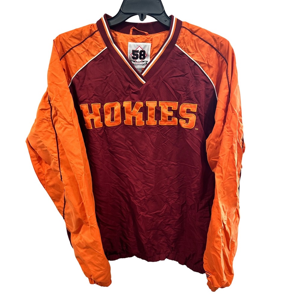 Virginia Tech Hokies 58 Sports‎ Pullover Jacket Orange Maroon Mens XXL